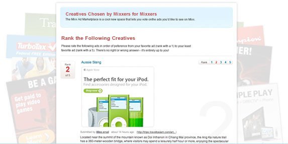 Mixx'de yayınlanacak reklama kullanıcılar karar veriyor