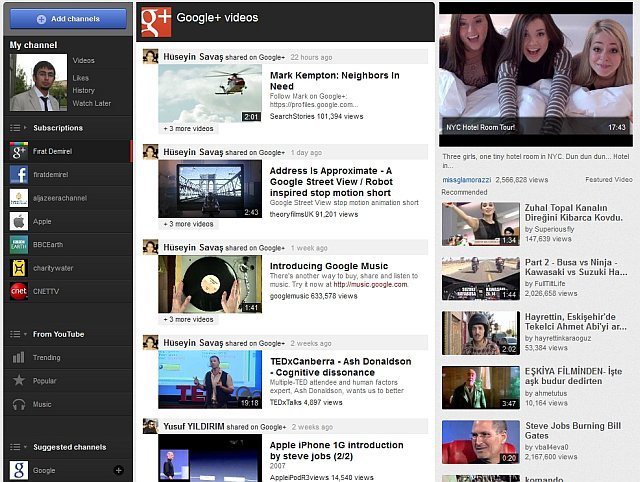 Yeni Youtube'da Anasayfanız