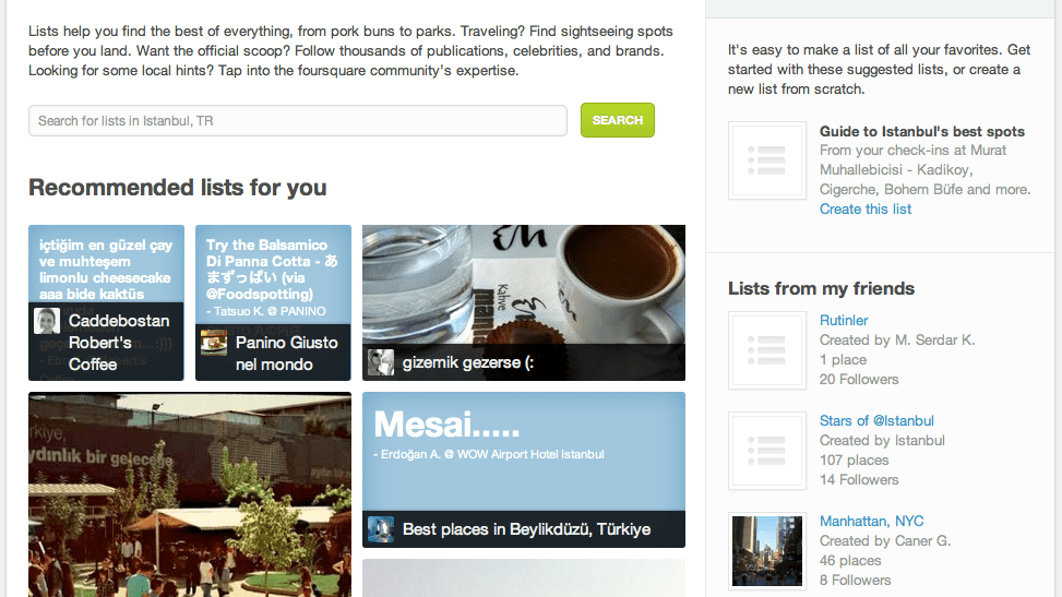 Foursquare Web Arayüzünü Yeniledi
