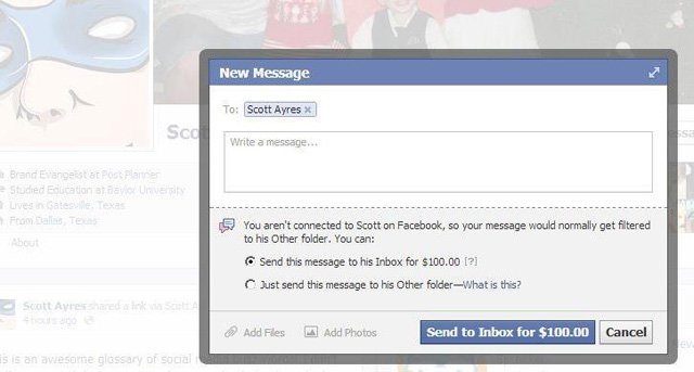 Facebook’ta Zuckerberg’e özel mesaj göndermek 100 dolar