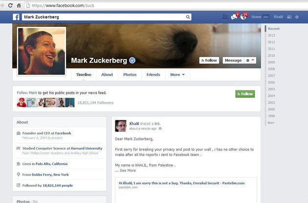 Shreateh'in Zuck'ın duvarındaki gönderisi. Daha büyük görmek için üzerine tıklayın