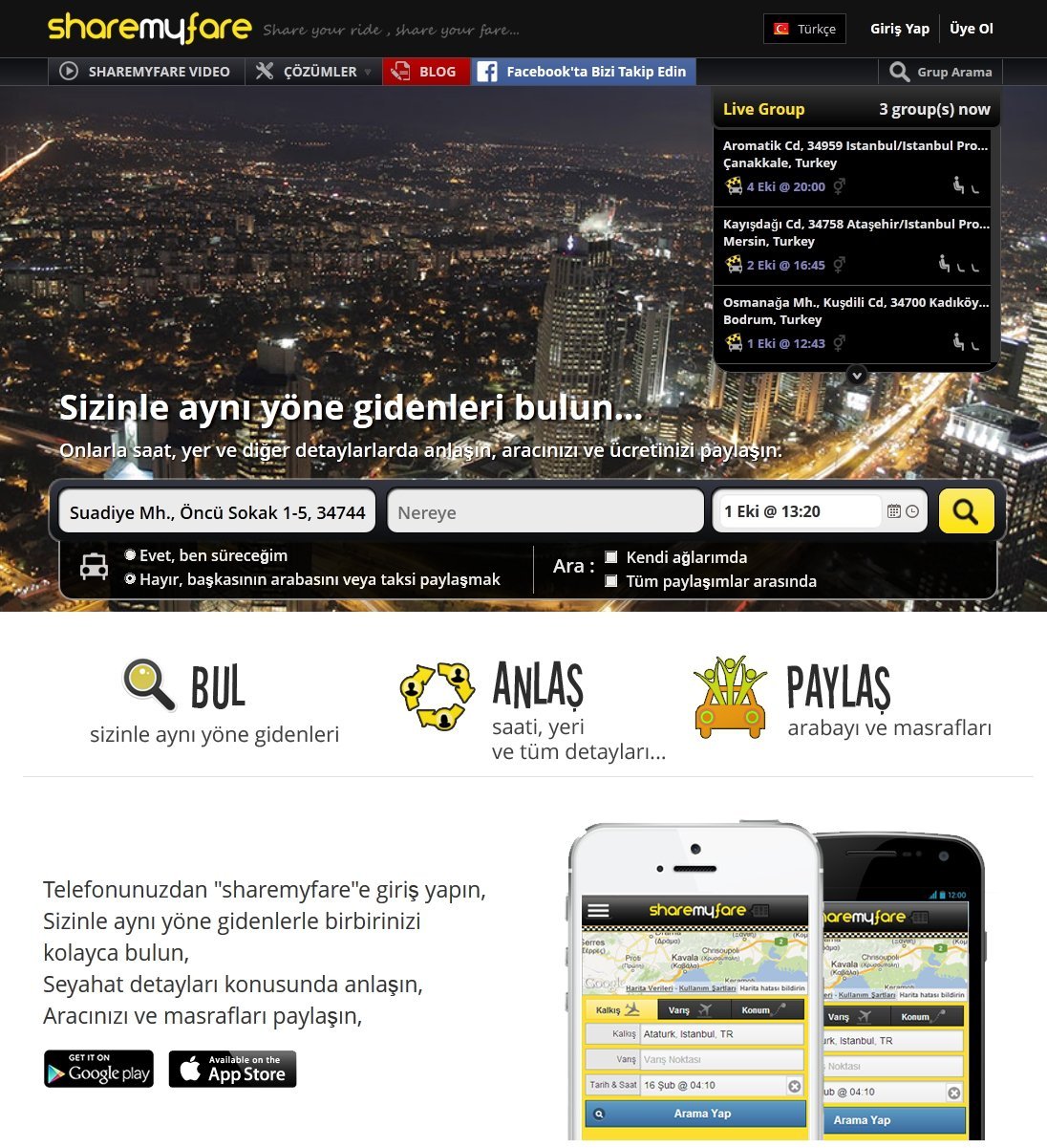 sharemyfare-com ortak arac paylasimi