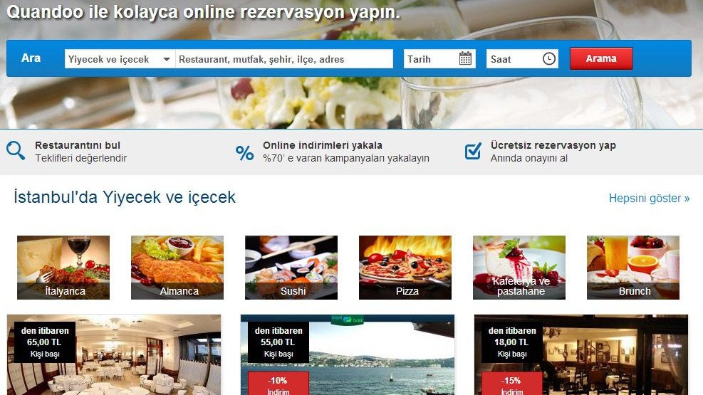 Online rezervasyon servisi Quandoo aldığı yatırımla Türkiye pazarında büyümek istiyor