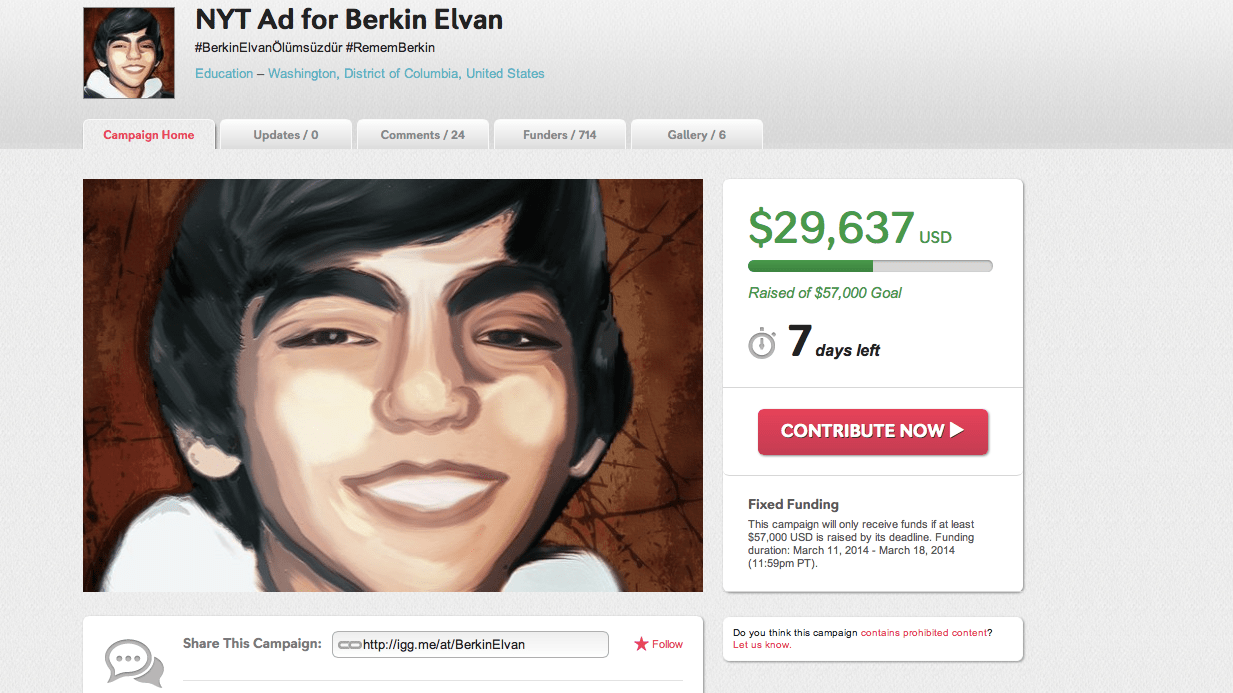 Berkin için başlatılan Indiegogo kampanyası hedefine yaklaşıyor