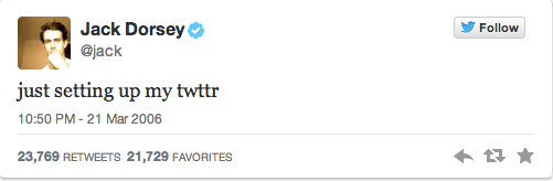 jack dorsey first tweet