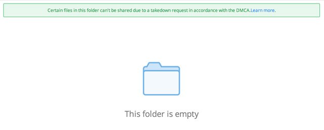 Dropbox kullanıcıların hesaplarındaki telif hakları korunan dosyaları otomatik olarak siliyor mu?