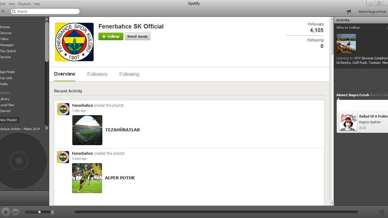 Fenerbahçeli futbolcuların ne dinlediğini Spotify paylaştı