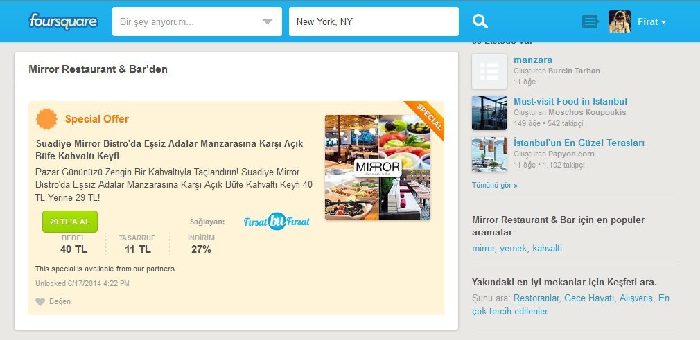 foursquare firsat bu firsat
