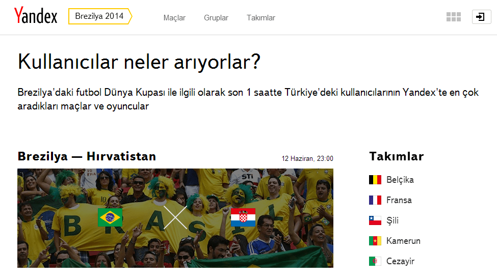Dünya Kupası'nda Yandex'ten canlı anlatım