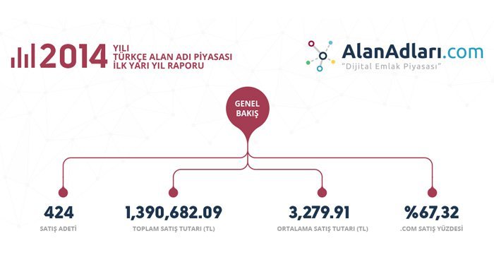 2014'ün ilk yarısında Türkiye'de 1.4 milyon TL'lik alan adı satıldı [İnfografik]