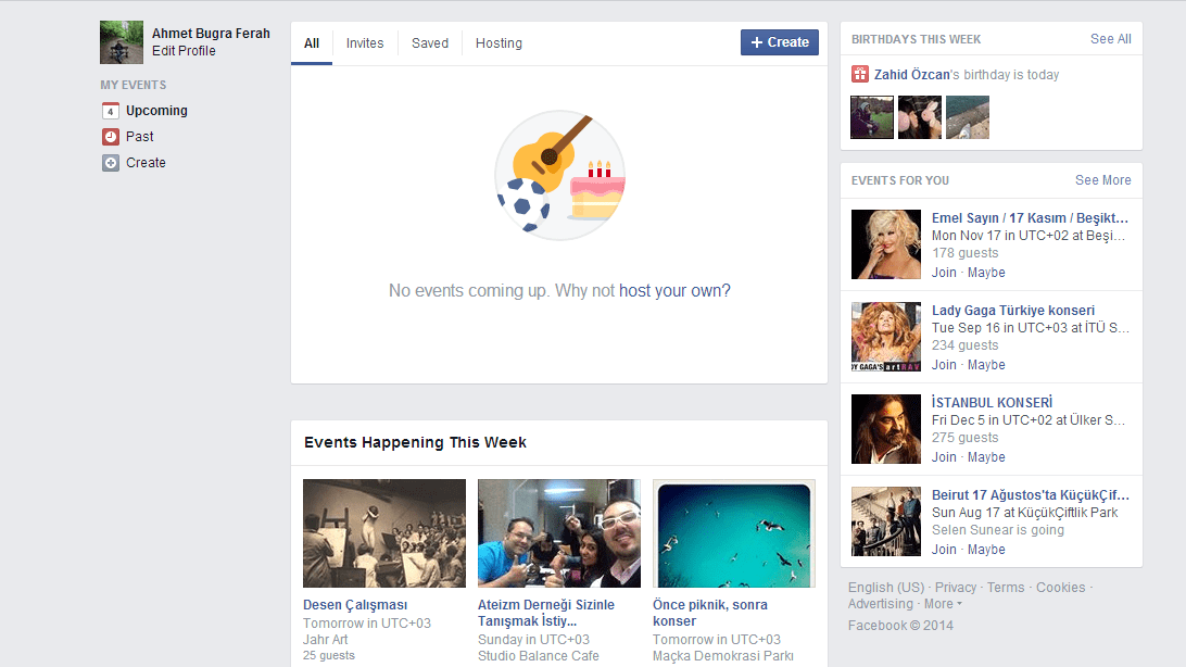 Facebook'un yeni Etkinlikler sayfası