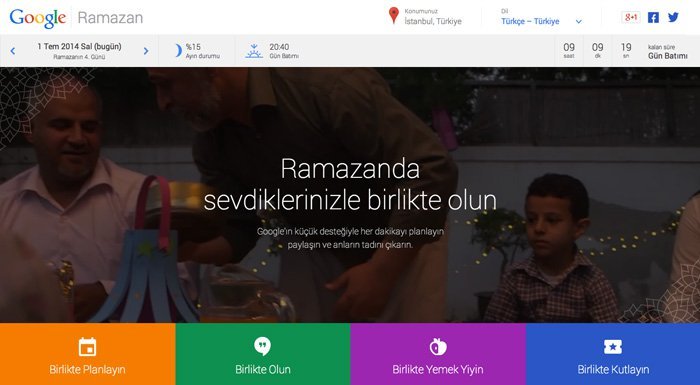Google'dan iftar saatini göstermeyen Ramazan sayfası