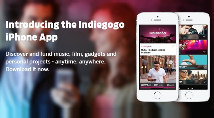 Indiegogo'nun iPhone uygulaması yayında