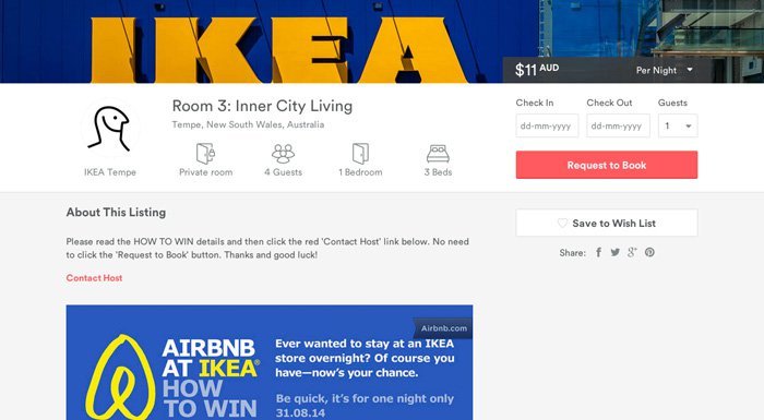 'IKEA'da bir gece' için Airbnb'de rezervasyonlar açıldı