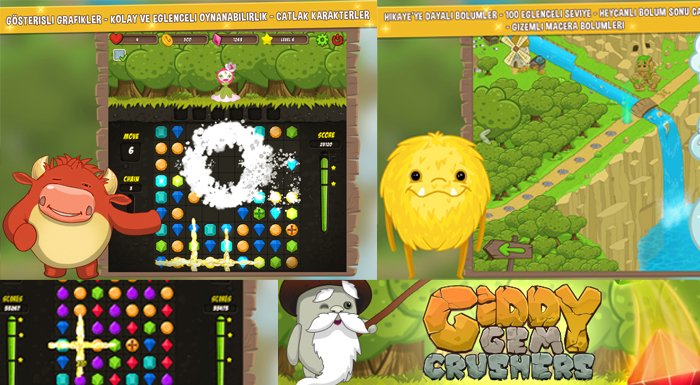 Giddy Gem Crushers: Küresel pazarı hedefleyen üçlü eşleştirmeli yerli puzzle oyunu
