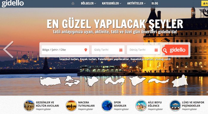 Seyahat turları dikeyinde pazaryeri girişimi Gidello.com