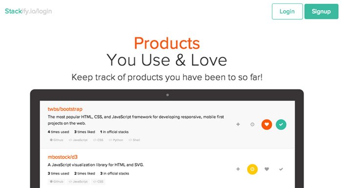 Stackify.io: Yazılımcılar ve tasarımcılar favori ürünlerini listeliyor