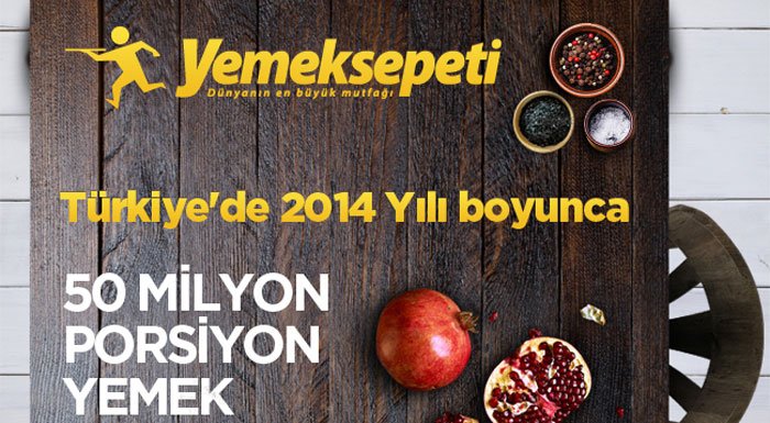 Yemeksepeti'nden 2014 yılında 50 milyon porsiyon yemek söylendi [İnfografik]