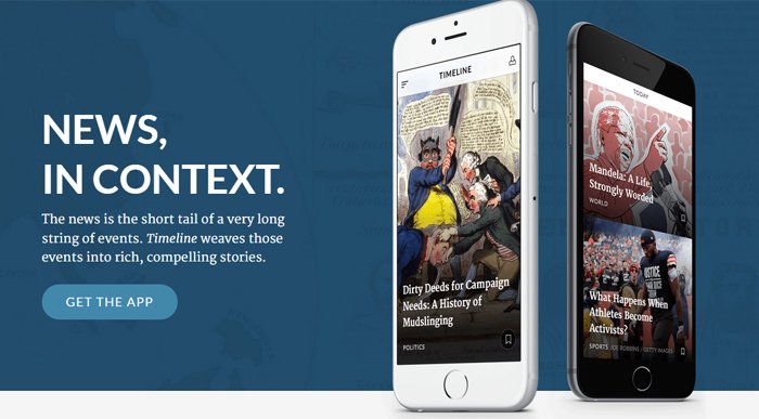 Timeline uygulaması bir zaman tüneli şeklinde tarihi öğretecek