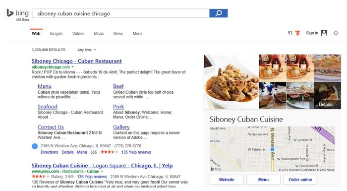 Bing, şimdi de internetten yemek siparişine el atıyor