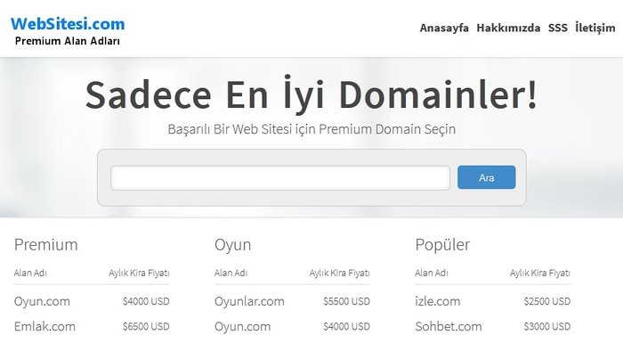 Türkçe jenerik alan adı kiralamak isteyenlere yepyeni bir adres: Websitesi.com