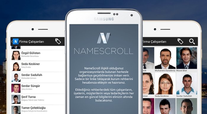 NameScroll: Orta ve büyük ölçekli şirketler için rehber ve mesajlaşma uygulaması
