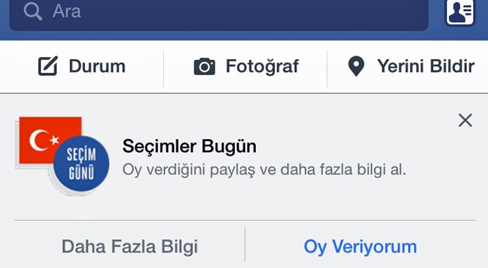 Facebook, 'Oy Veriyorum' butonunu şimdi de Türkiye'de devreye alıyor