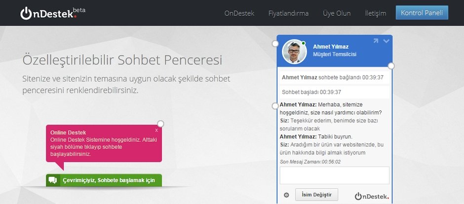 Ondestek canli sohbet uygulamasi 2