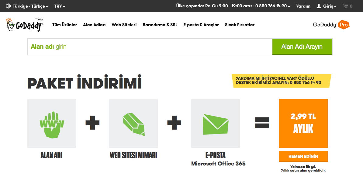 Godaddy web sitesi oluşturma Microsoft