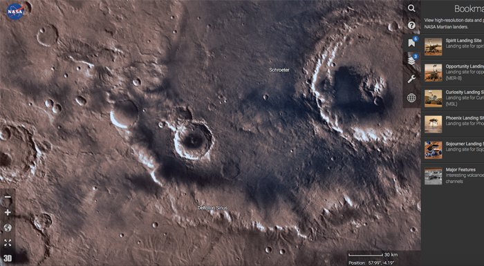 NASA Mars Trek: Mars'ın yüzeyinde üç boyutlu gezinti