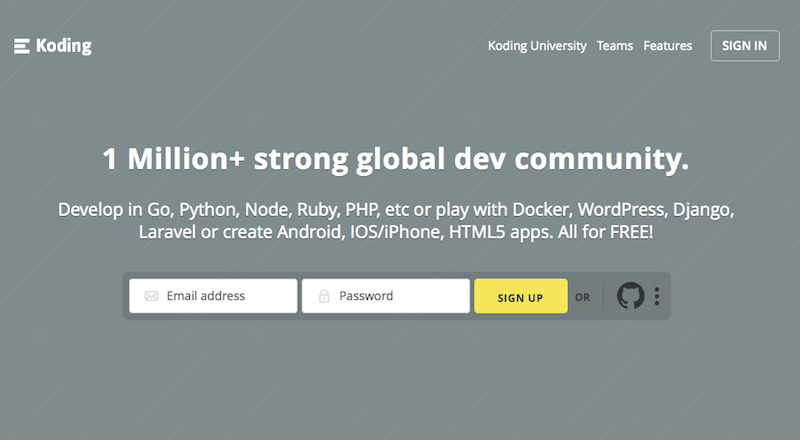 Koding development platform