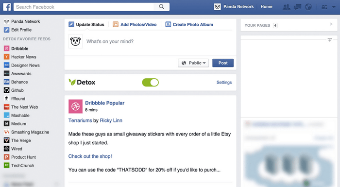 Detox ile Facebook'taki haber akışınızı ilgi çekici haberlerle yer değiştirin