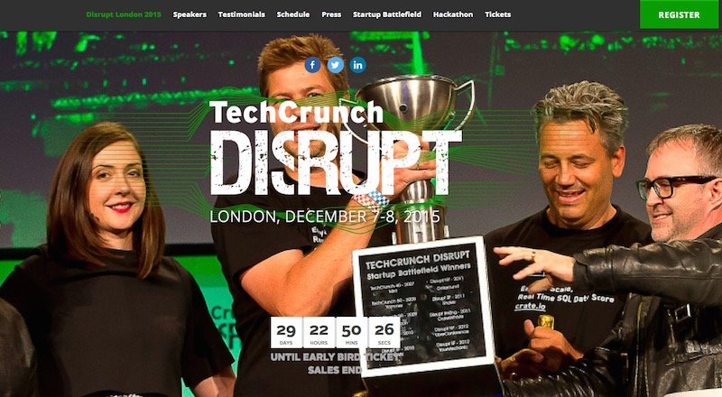Disrupt London 2015 konferansı için son 2 ay