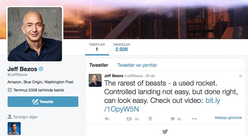 Amazon CEO'su Jeff Bezos da Twitter'a katıldı
