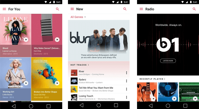 Apple Music, Android için Google Play'de yerini aldı