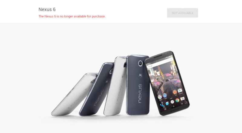 Google Store, Nexus 6'yı satıştan kaldırdı