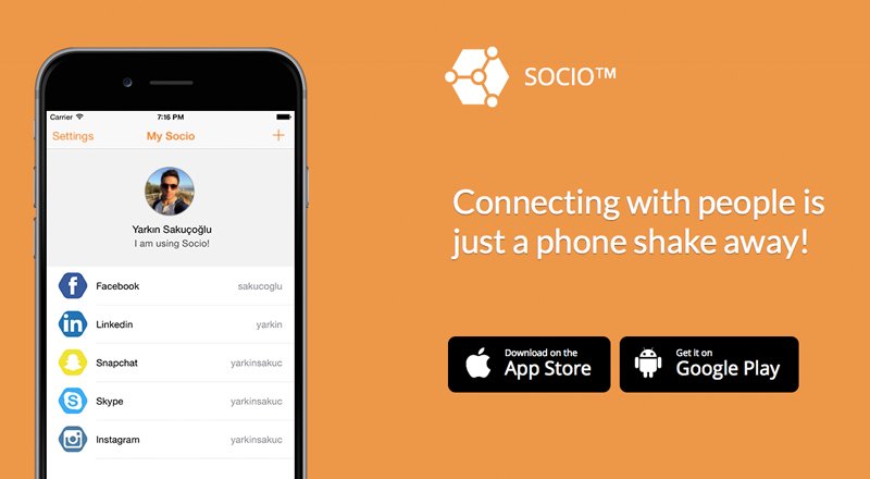 Telefonunuzu sallayın ve yeni bağlantılar ekleyin: Socio