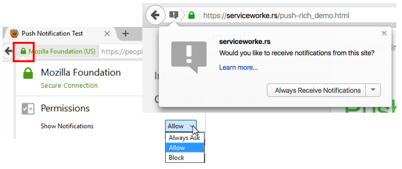 Firefox web bildirim