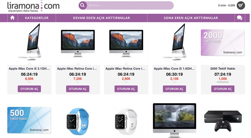 Liramona e-ticarette açık artırma modelini ihya etmek istiyor