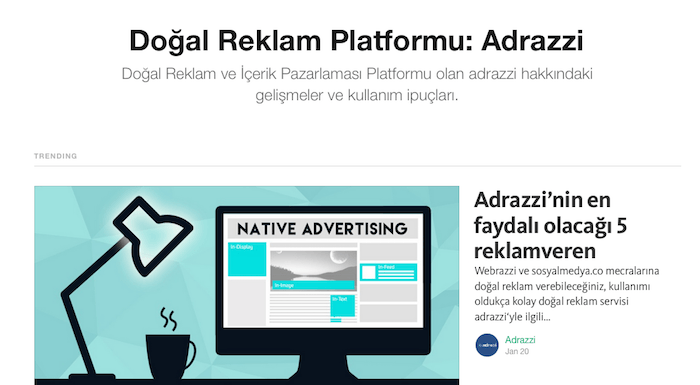 Adrazzi blogu Medium altyapısıyla yayında [blog.adrazzi.com]
