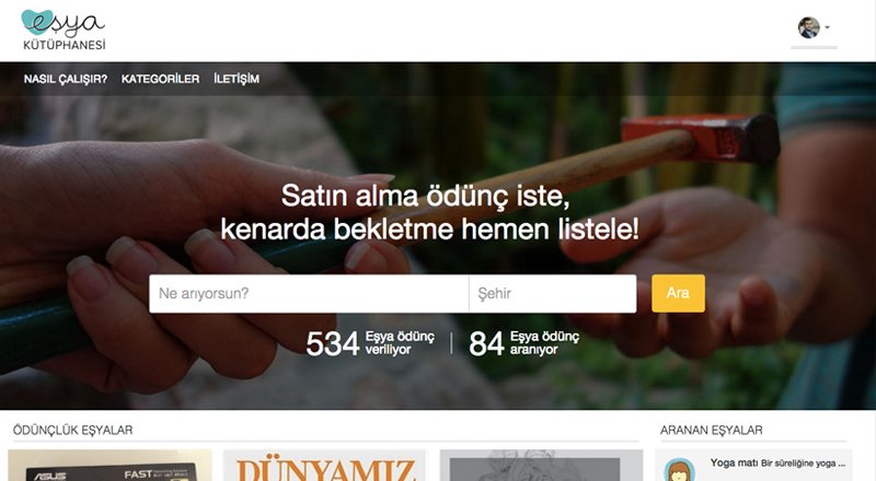 EsyaKutuphanesi.com, eşya paylaşımı üzerine kurulu sosyal girişim