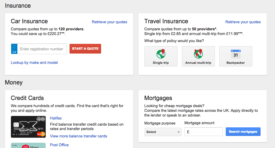 Google Finansal karsilastirma