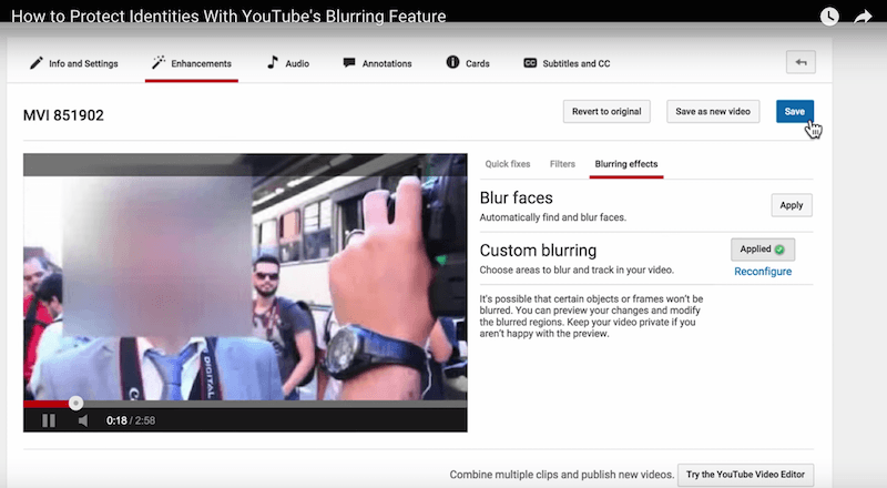 Youtube'a video yüklerken istenen alanı bulanıklaştırmak artık mümkün