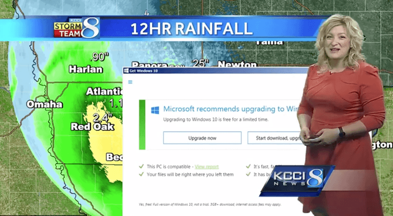 Windows 10 güncelleme ekranı televizyon yayınını trolledi