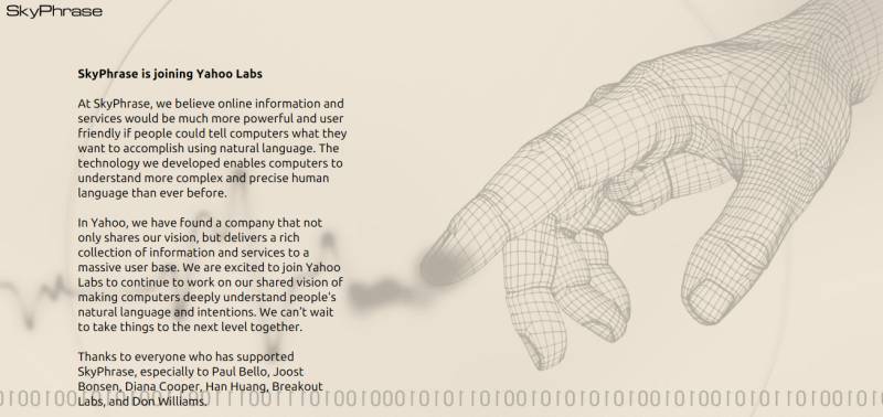 Skyphrase 2013’ten beri Yahoo’nun bünyesinde.