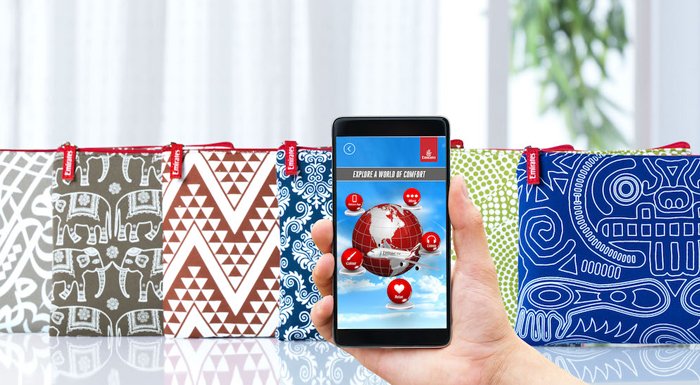 Emirates Havayolları uçakta dağıttığı seyahat setlerine artırılmış gerçeklik özelliği ekledi