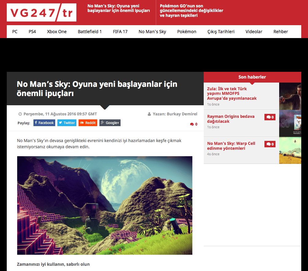 VG247'ün Türkiye edisyonundan bir ekran görüntüsü