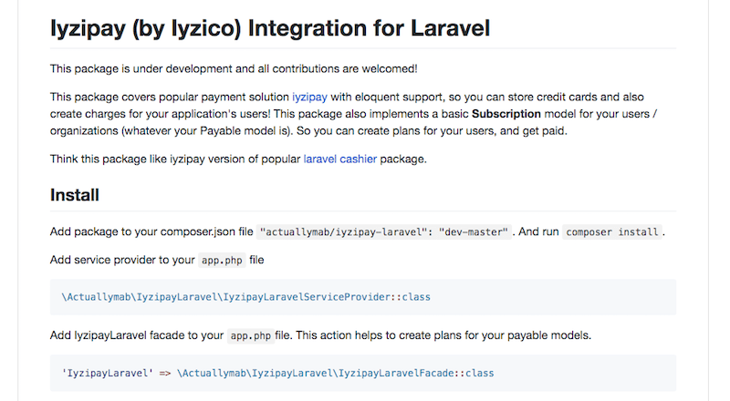 iyzico kullanmak isteyen geliştiriciler için Laravel paketi: iyzipay-laravel [Yerli GitHub]