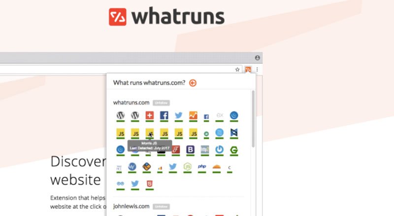 Web sitesinin hangi teknolojileri kullandığını gösteren eklenti: WhatRuns