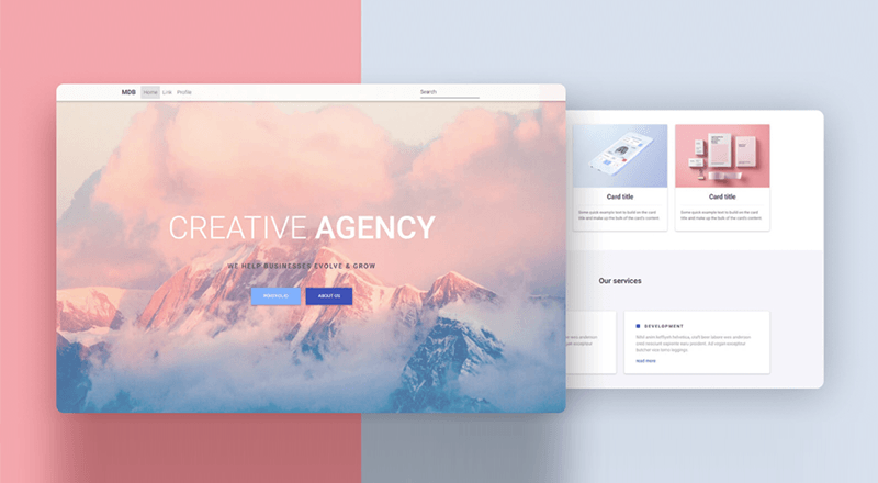 Material Design ve Bootstrap birleşiminden oluşan Mdbootstrap ücretsiz kullanımda